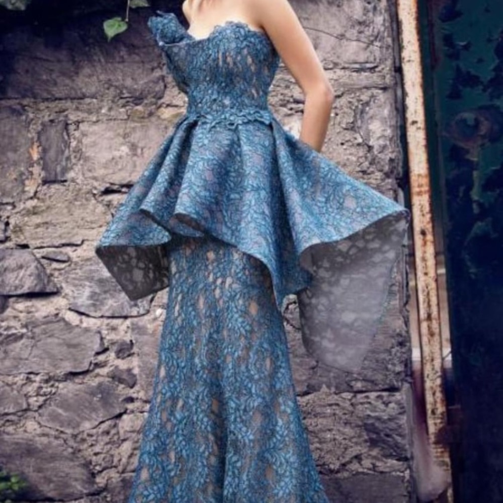 Volcano size 44 blue peplum evening dress